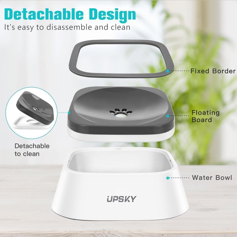 No-Spill Pet Water Bowl, Slow Water Feeder, No-Slip Pet Water Dispenser 35Oz Feeder Bowl for Dogs and Cats