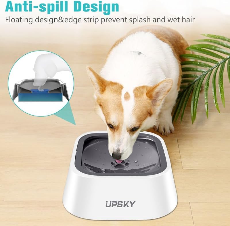 No-Spill Pet Water Bowl, Slow Water Feeder, No-Slip Pet Water Dispenser 35Oz Feeder Bowl for Dogs and Cats