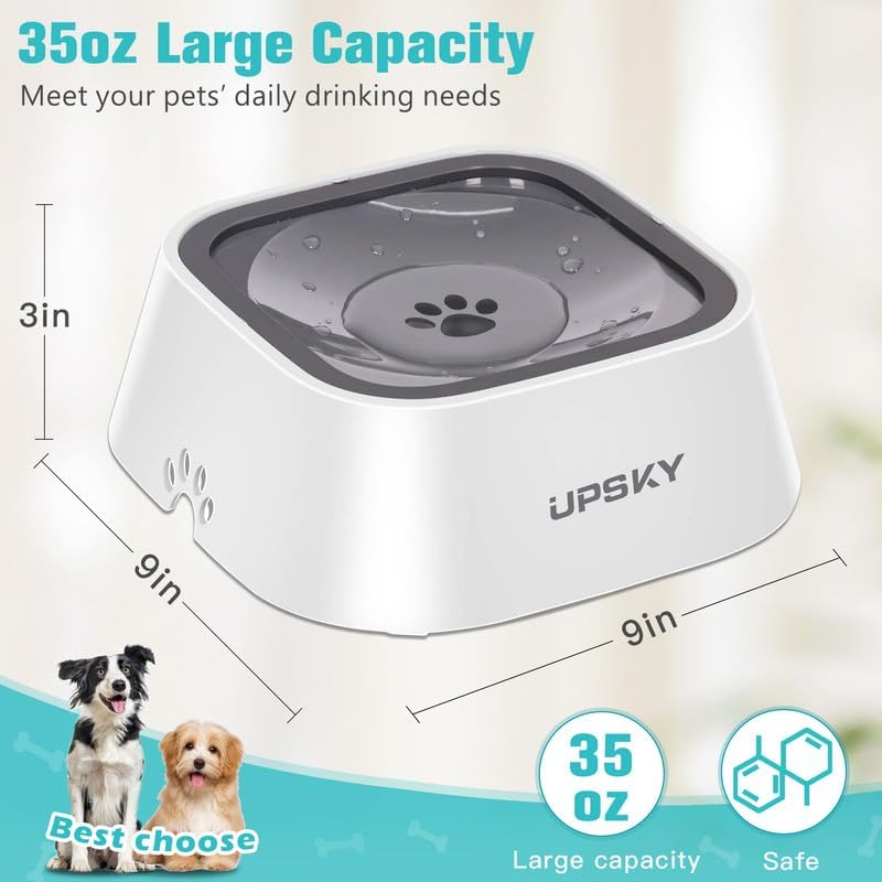 No-Spill Pet Water Bowl, Slow Water Feeder, No-Slip Pet Water Dispenser 35Oz Feeder Bowl for Dogs and Cats